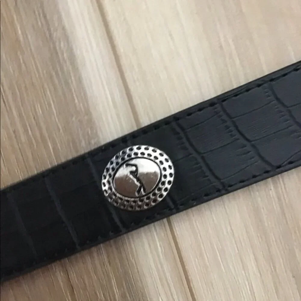 Golf Theme Black Leather Belt XL